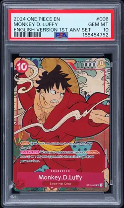 2024 ONE PIECE ENGLISH VERSION 1ST ANNIVERSARY SET #006 MONKEY D. LUFFY PSA 10 - Image 1