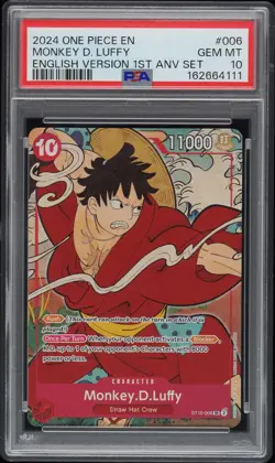 2024 ONE PIECE ENGLISH VERSION 1ST ANNIVERSARY SET #006 MONKEY D. LUFFY PSA 10 - Image 1