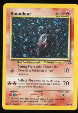 Pokemon TCG Houndour Holo Rare Neo Discovery 5/75 NM - Image 1