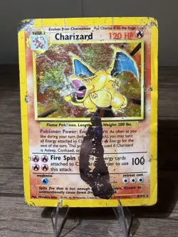 Pokemon Base Set Charizard Holo Rare Card 4/102 Unlimited 1999-DMG - Image 1
