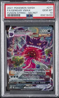 2021 POKEMON SWORD & SHIELD FUSION STRIKE SECRET FULL ART/GENGAR VMAX PSA 10 - Image 1
