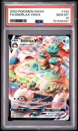 Pokemon Snorlax VMAX 142/202 Sword & Shield Base Set Full Art GEM MINT PSA 10 - Image 1