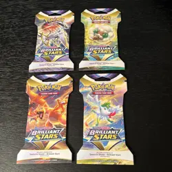 Brilliant Stars Sleeved Booster Pack Art Set (x4 SEALED Packs) Pokemon 2022 - Image 1