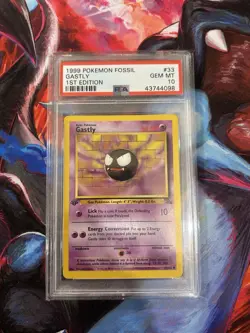 PSA 10 1st Edition Gastly Fossil (33/62) GEM MINT 1999 Pokemon English WOTC - Image 1