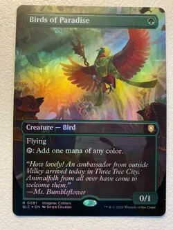 MTG 1x FOIL BORDERLESS Birds of Paradise # 81 Commander: Bloomburrow Magic x1 NM - Image 1