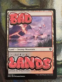 Badlands Hand-Painted Alter - MTG Graffiti Black Red Dual Land Art - Image 1