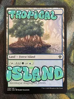 Tropical Island Hand-Painted Alter - MTG Graffiti Green Blue Dual Land Art - Image 2