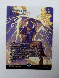 MTG Marvel Super Heroes Regular Patriotic Shield Fire & Ice Borderless Full Art - Image 1