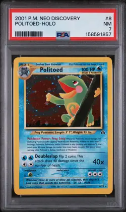 PSA 7 NEO DISCOVERY 8/75 POLITOED HOLO POKEMON 2001 Vintage - Image 1