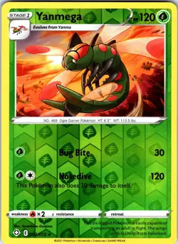 Yanmega 002/072 Rare Shining Fates Pokemon Reverse Holo Near Mint - Image 1