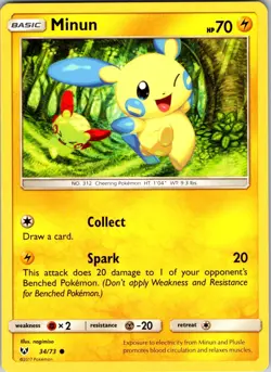 Minun 34/73 Shining Legends Pokemon TCG NM Regular - Image 1