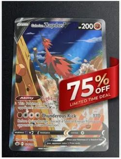 Pokemon Galarian Zapdos V 174/198 Chilling Reign Alternate Art Alt Art Card NM - Image 1