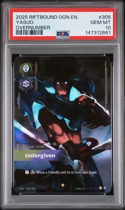 2025 RIFTBOUND | YASUO OVERNUMBER 305/298 | ENGLISH | PSA 10 GEM MT - Image 1