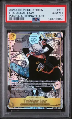 One Piece 2025 Trafalgar Law OP10-119 Manga Alt Art PSA 10 Inglese - Image 1