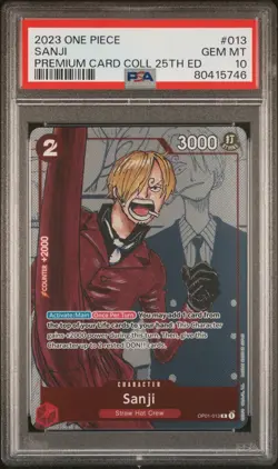 2023 One Piece Sanji Bandai Premium Card Collection 25th Edition OP01-013 PSA 10 - Image 1