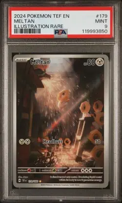 2024 Pokemon TEF EN Meltan ILLUSTRATION RARE FULL ART 179/162 PSA 9 MINT - Image 1