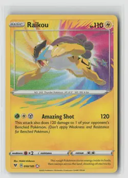 Raikou #050/185 Swsh04 Vivid Voltage Amazing Rare Pokemon TCG NM - Image 1