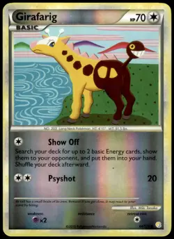 Girafarig 64/123 HeartGold & SoulSilver Reverse Holo Common LP Pokemon 2010 - Image 1