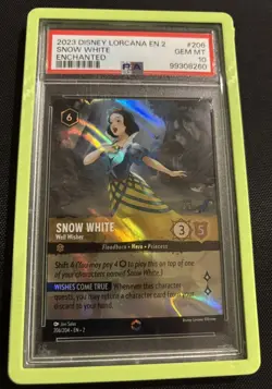 Disney Lorcana TCG Floodborn EN 2 Snow White Well Wisher Enchanted PSA 10 - Image 1