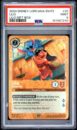 2024 DISNEY LORCANA EN P2-PROMO LILO GIFT BOX #25 LILO - ESCAPE ARTIST PSA 9 - Image 1