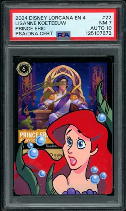 Disney Lorcana Little Mermaid Koeteeuw Signed Ariel Sketched PSA 7 AUTO 10 - Image 1