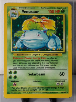 Pokemon TCG Base Set Venusaur 15/102 Holo Rare MP - Image 1