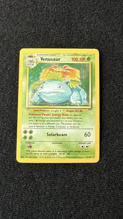Pokemon TCG Venusaur Base Set Holo Rare Card 15/102 MP/HP Condition - Image 1