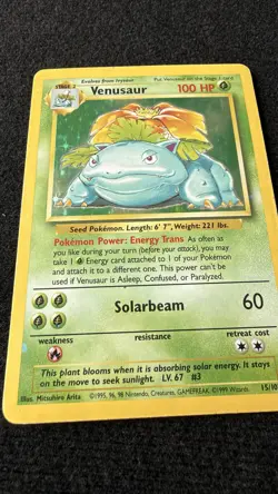 Pokemon TCG Venusaur Base Set Holo Rare Card 15/102 MP/HP Condition - Image 3