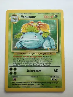Pokemon TCG Venusaur Base Set Holo Rare 15/102 1999 Vintage English MP - Image 1