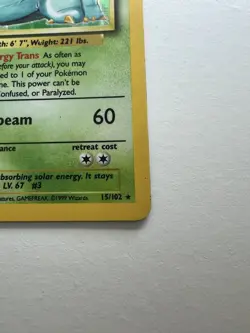 Pokemon TCG Venusaur Base Set Holo Rare 15/102 1999 Vintage English MP - Image 5