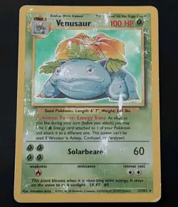 Venusaur Base Set Holo Rare Card 🌟 15/102 1999 WOTC MP/HP - Pokemon TCG - Image 1