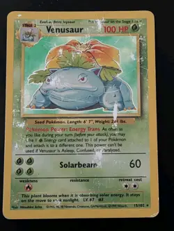 Venusaur Base Set Holo Rare Card 🌟 15/102 1999 WOTC MP/HP - Pokemon TCG - Image 4