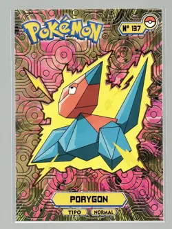 PORYGON #137 - Card Tops Pokedex Database - Pokemon Card *GOLD HOLO FOIL DESIGN* - Image 1