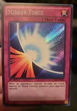 YUGIOH • MIRROR FORCE • SECRET RARE • LCJW-EN130 • 1st EDITION • NEAR MINT - Image 1