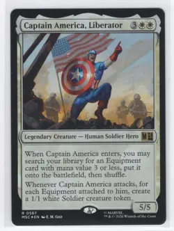 #587 2026 Marvel Super Heroes Commander Captain America, Liberator Rare FOIL - Image 1