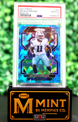 Micah Parsons 2021 Prizm #382 Blue Ice Prizm /99 RC PSA 10 POP 10 Gem Mint - Image 1
