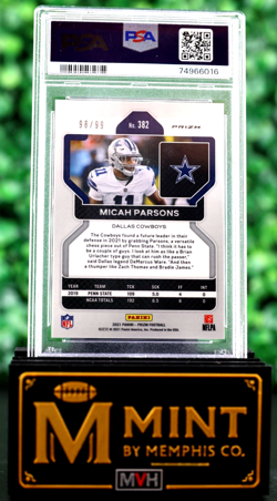 Micah Parsons 2021 Prizm #382 Blue Ice Prizm /99 RC PSA 10 POP 10 Gem Mint - Image 2