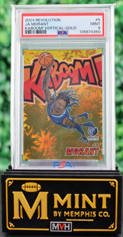 Ja Morant 2024 Panini Revolution Gold Kaboom! Vertical /10 SSP Grizzlies PSA 9 - Image 1