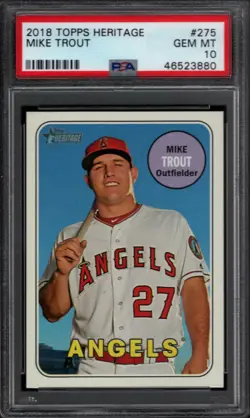 2018 Topps Heritage #275 Mike Trout Los Angeles Angels PSA 10 2307 - Image 1