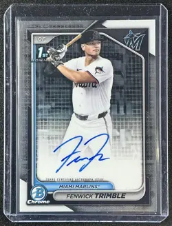 FENWICK TRIMBLE 2024 BOWMAN DRAFT #CPA-FT CHROME AUTO 1ST PROSPECT MARLINS - Image 1