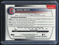 2025 Bowman Chrome Heins Brito #CPA-HB Auto Blue Refractor /150 1st Prospect - Image 2
