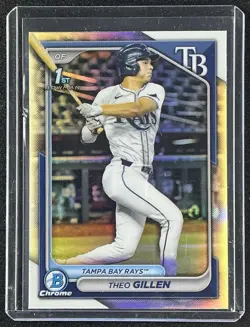 THEO GILLEN 2024 BOWMAN DRAFT #BDC-73 CHROME REFRACTOR 1ST PROSPECT RAYS - Image 1