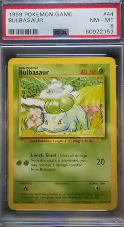 1999 Pokemon Game #44 Bulbasaur PSA 8 NM-MT - Image 1