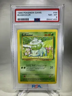 1999 Base Set Game #44 Bulbasaur Nm MT Mint PSA 8 Pokemon - Image 1