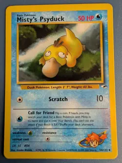 Misty's Psyduck 54/132 card from the Gym Heroes set - Image 1