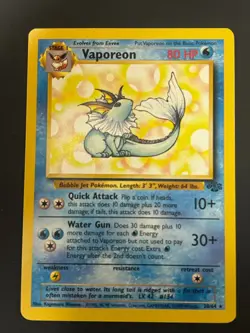 POKEMON VAPOREON NON HOLO JUNGLE CARD LP+/NM- - Image 1