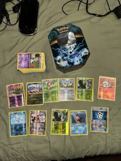 Pokemon Card Lot + Tins (200+ Cards) Holo/Reverse Holos Included - Image 1