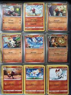 Pokemon Card Species Set Lot - 9x Unique Cards / Scorbunny Family - Image 1
