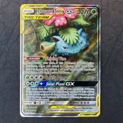 Venusaur & Snivy GX SM229 Black Star Promo Holo Sun & Moon Tag Team Pokemon - Image 1