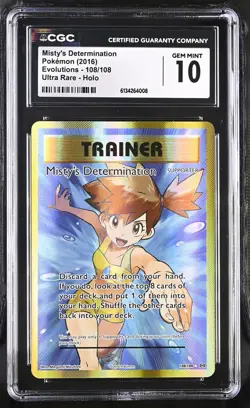 CGC 10 Misty's Determination 108/108 Ultra Rare Evolutions Pokemon - Image 1